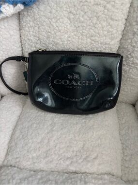Coach Shiny Dark Green Patent Leather Wristlet
